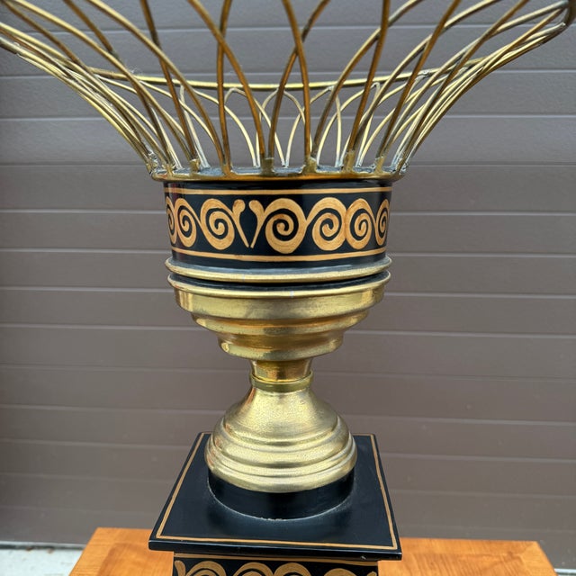 Hollywood Regency 2000s Maitland Smith Hollywood Regency Marble, Black Lacquer, & Brass Planter For Sale - Image 3 of 17