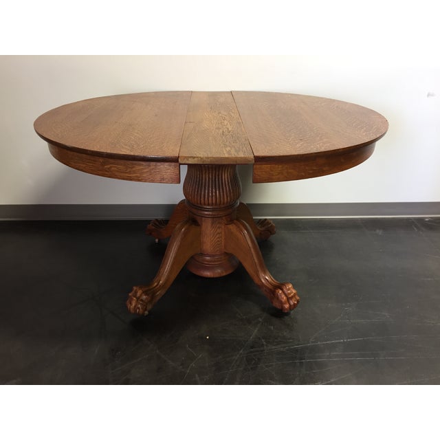 Antique Victorian Tiger Oak Round Dining Table Chairish