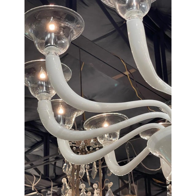 2000 - 2009 Modern White & Clear Murano Glass Chandelier For Sale - Image 5 of 9