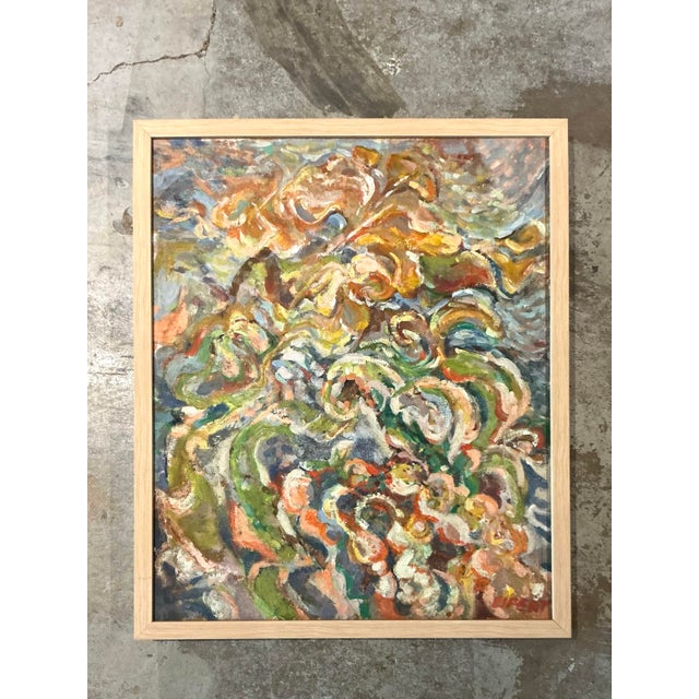 Sienna Vintage Boho Original Abstract Oil on Canvas For Sale - Image 8 of 12