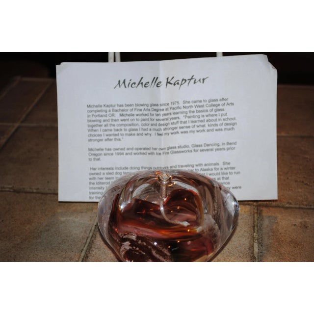 Late 20th Century Hand Blown Glass Paperweight Oil Lamp by Michelle Kaptur For Sale - Image 4 of 4