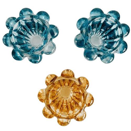 Vintage Tealight Holders in Blue and Amber Glass from Reims, 1960s, Set of 3 For Sale - Image 3 of 6