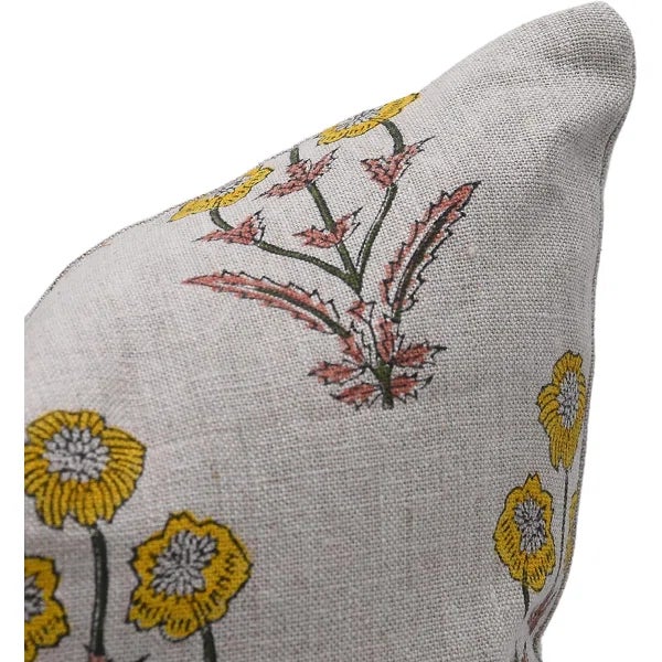 Floral Home Decor Thick Linen Cushion Cover 14x14 Inch- Amitabh For Sale - Image 4 of 4