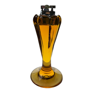 Mid-Century Amber Glass Table Lighter Sculptural Pedestal Form