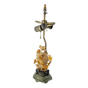 19th Century Chinese Carved Carnelian Agate Vase Table Lamp