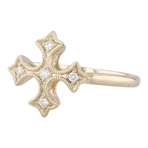 New VS2 Diamond Cross Ring 14k Yellow Gold Size 6.5