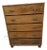 Vintage Walnut and Maple 5 Drawer Tall Chest of Drawers. For Sale
