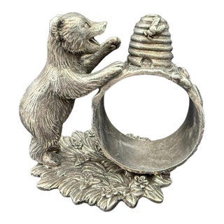 2000 Reed & Barton, Bear and Bee Napkin Ring, 1824 Collection For Sale