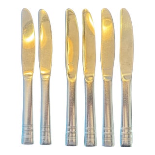 1940s-50s Mid-Century Modern Pan Am Tray Setup’ Stainless Knives- Set of 6 For Sale