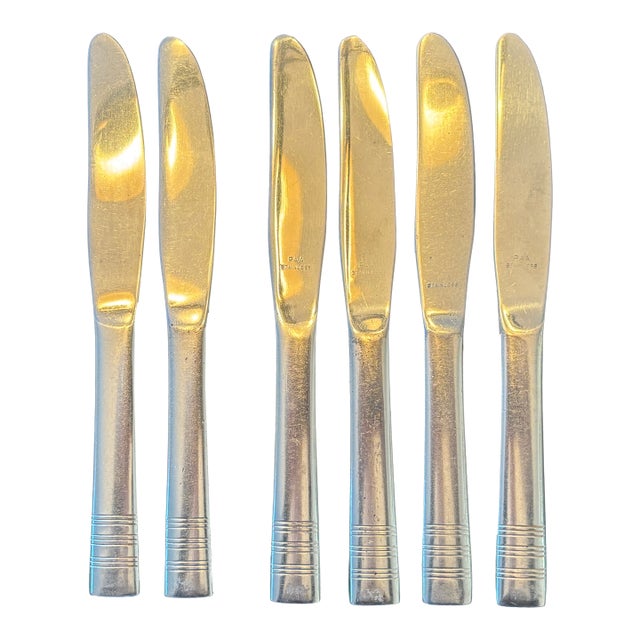 1940s-50s Mid-Century Modern Pan Am Tray Setup’ Stainless Knives- Set of 6 For Sale