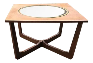 Round Glass and Gold Astro Style Coffee Table, 1960s