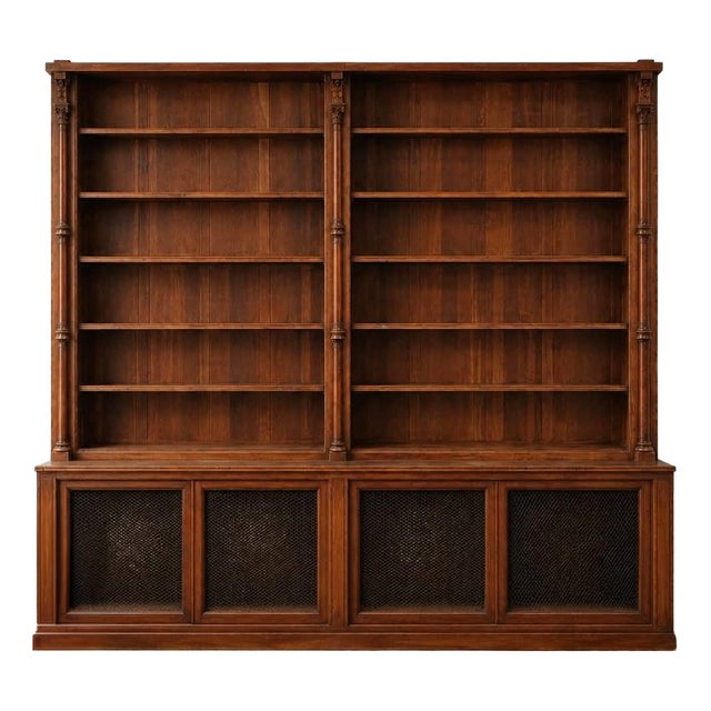 Napoleon III 2-Body Bookcase in Oak and Walnut For Sale