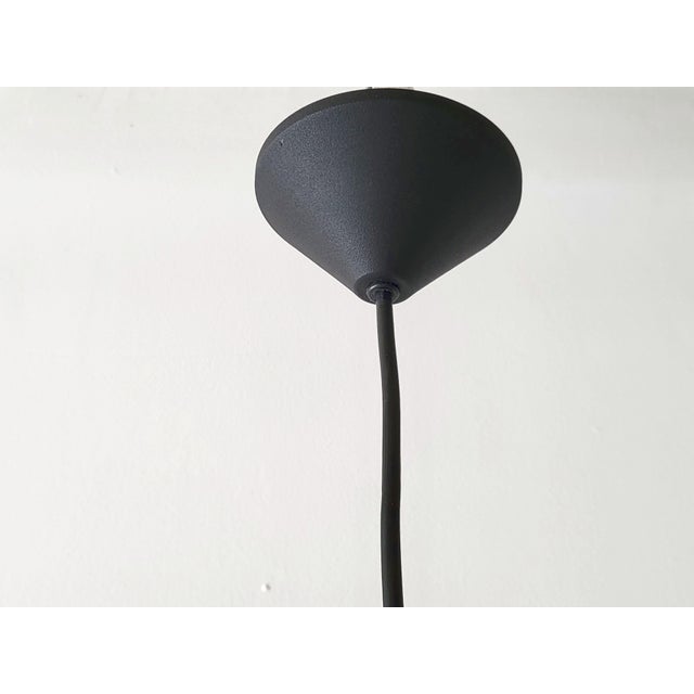 Black Vintage Pendant Light in Steel by Lucien Gau, 1980s For Sale - Image 8 of 11