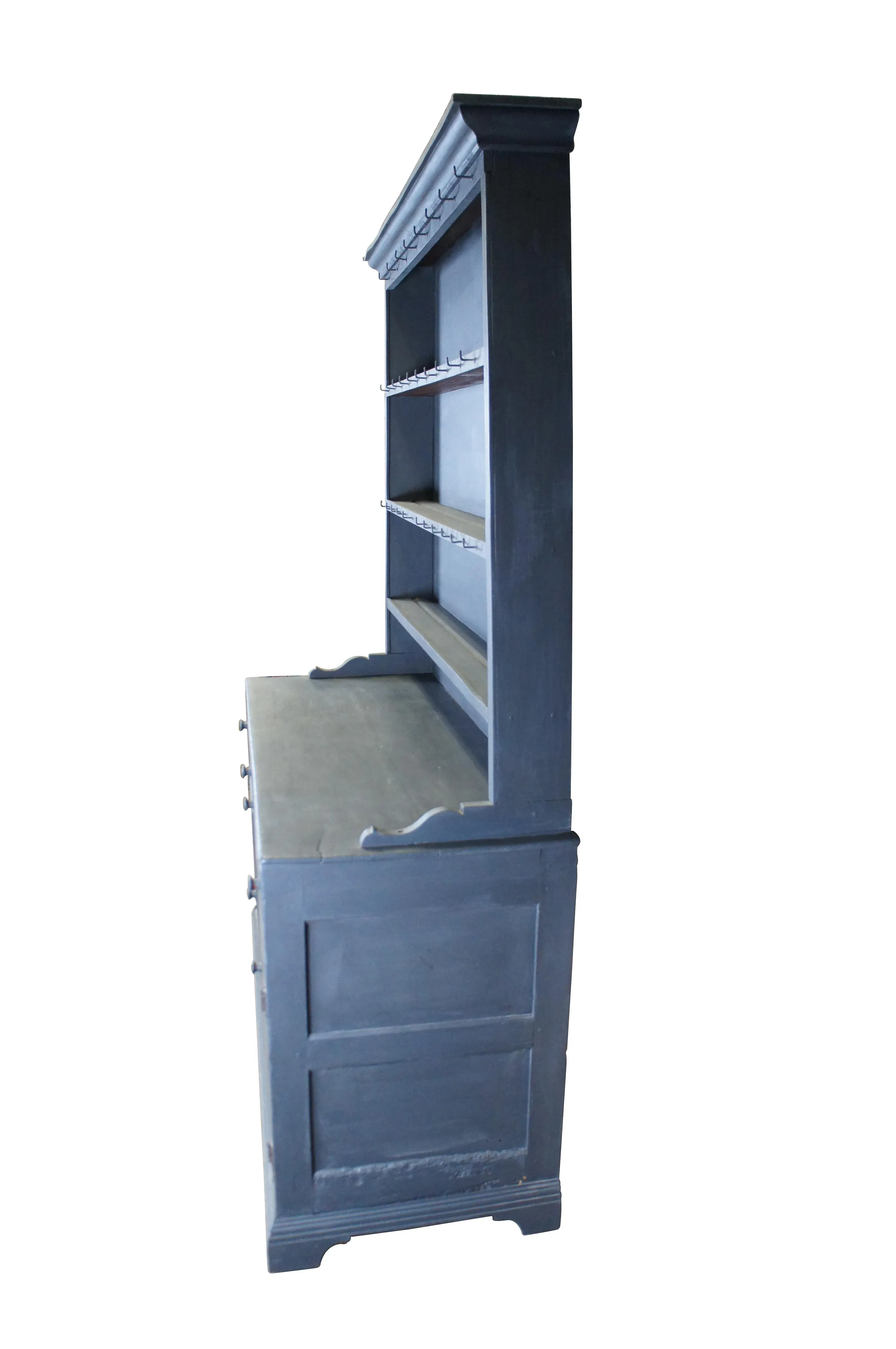 Primitive Antique Country Farmhouse Painted Oak Welsh Dresser Cupboard  Hutch | Chairish