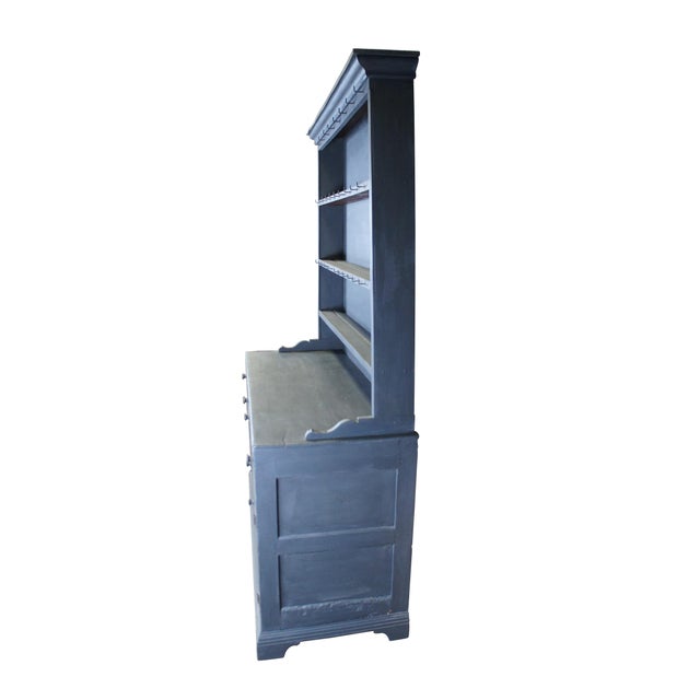 Late 18th century to early 19th century Welsh Dresser or pewter cupboard. Made from oak with a gray painted finish....