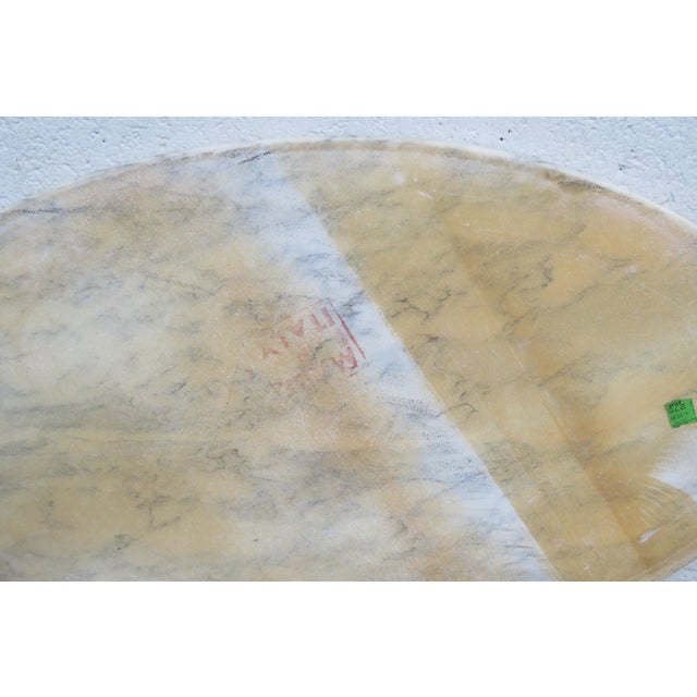 Wood Mid 20th Century Victorian Style Oval Marble Top Carved Coffee Table For Sale - Image 7 of 13