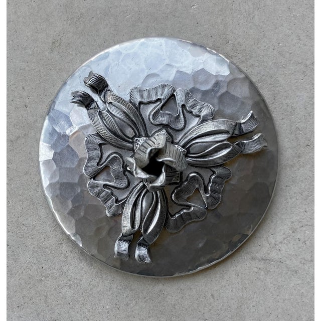 Circa 1930 Whimsical Hand Forged Rose & Ribbon Aluminum Trinket Box For Sale - Image 17 of 18