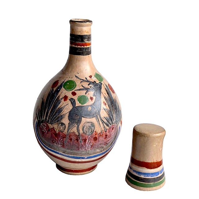 1960s Tonalá Mexico Burnished Glaze Ceramic Water Jug/Decanter With Cup, 2 Piece Set For Sale - Image 11 of 12