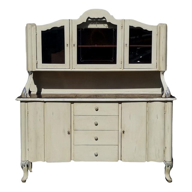 Walnut Veneered Sideboard in Shabby Finish, 1940s For Sale