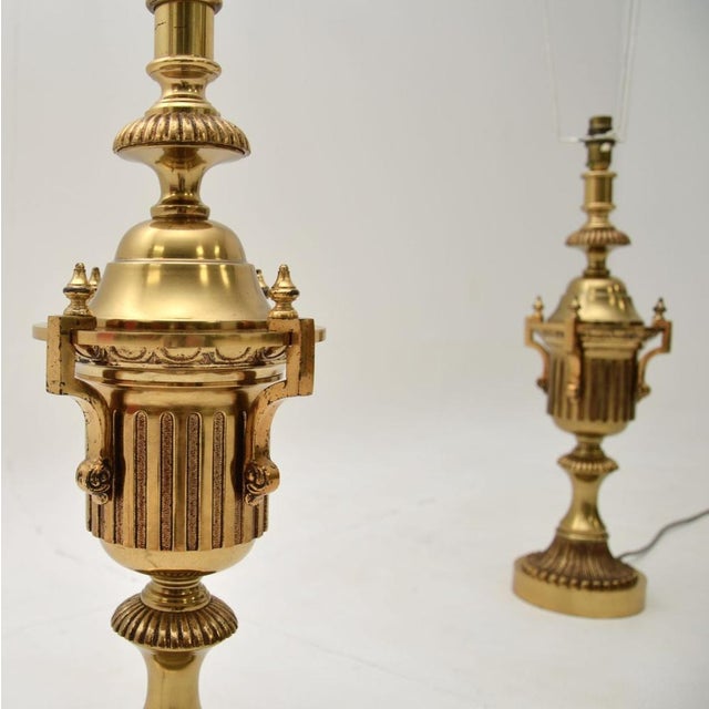 Metal Neoclassical Brass Table Lamps, 1930s, Set of 2 For Sale - Image 7 of 11