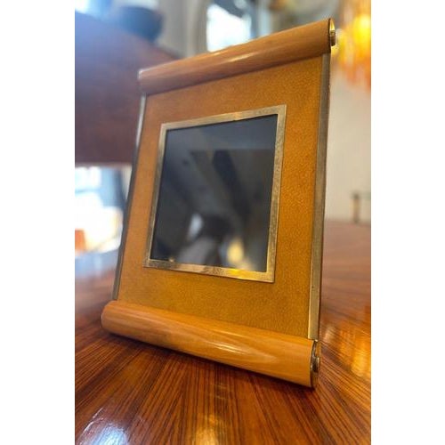 Vintage Wooden Photo Frame with Brass Accents and Sculptural Design, 1970 For Sale - Image 3 of 10