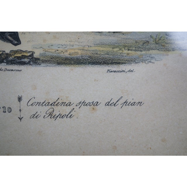 Antique French 1820s Collection of Tuscan Fashion Costume Engravings 26" For Sale - Image 13 of 18