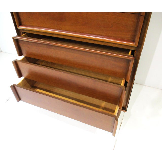 Mid 20th Century Mid Century Walnut Highboy Dresser Chest by Dixie For Sale - Image 5 of 10