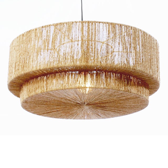 Not Yet Made - Made To Order Cocktail 2 Tier Pendant in Natural Jute For Sale - Image 5 of 5