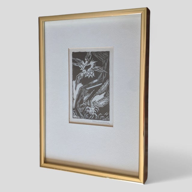 Printmaking Materials Early 20th Century Abstract Linocut Pencil Signed by Helen West Heller For Sale - Image 7 of 9