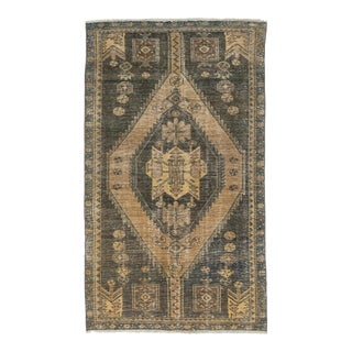 Gray Geometric Designed Persian Vintage Wool Rug For Sale