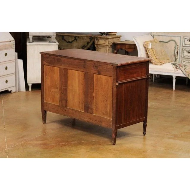 Brown 19th Century French Louis XVI Style Cherry Three-Drawer Commode with Fluting For Sale - Image 8 of 13