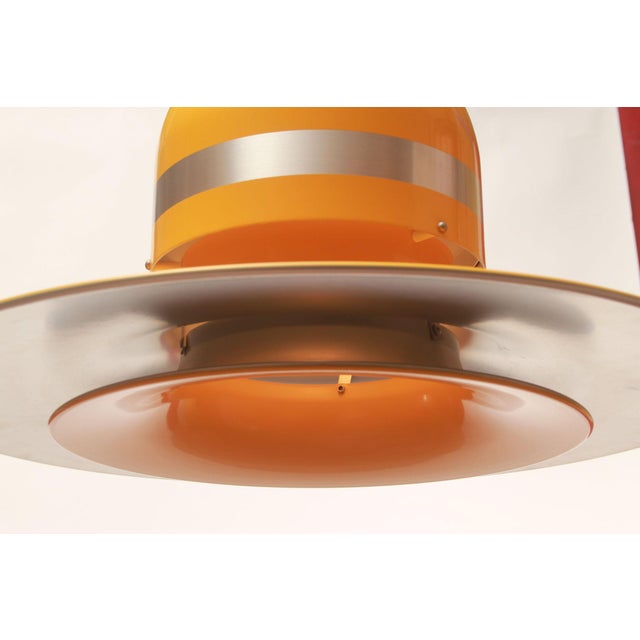 Metal Space Age Yellow Pendant Lamp, 1975 For Sale - Image 7 of 12