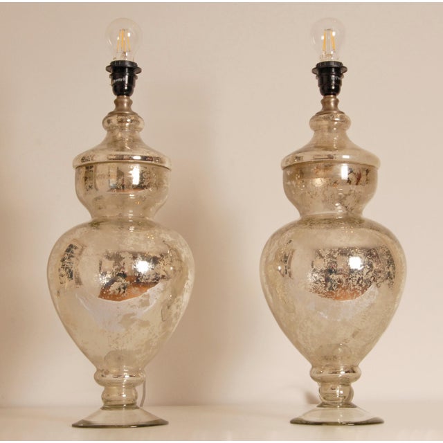 Vintage Silver Glass table lamps baluster Vase Lamps a Pair Style: Modern, Coastal, timeless, design, French Country,...