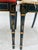 Late 50's Regency Style Painted Black Chinoiserie Set of 2 Chairs, No makers mark . 35.5h x 20.0w x 19.0d Seat 19. IW 19....