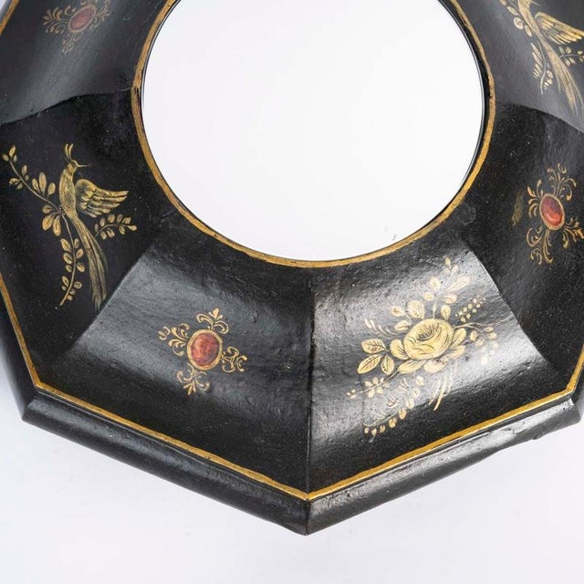 19th-century wall mirror from the napoleon iii period, made of painted sheet metal. H: 44 cm, w: 34 cm, d: 13 cm