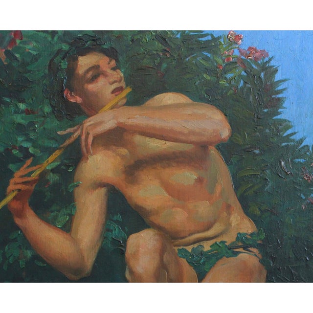 1920s Joseph-Marius Avy, The Young Shepherd with Pan Pipe, 1920s, Oil on Panel, Framed For Sale - Image 5 of 16