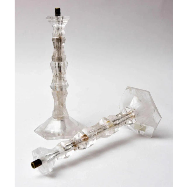 Transparent Rock Crystal Candlesticks - Pair For Sale - Image 8 of 9