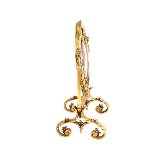 19th Century French Ormolu & Limoges Enamel Table Mirror by F. Bienvue For Sale - Image 9 of 12