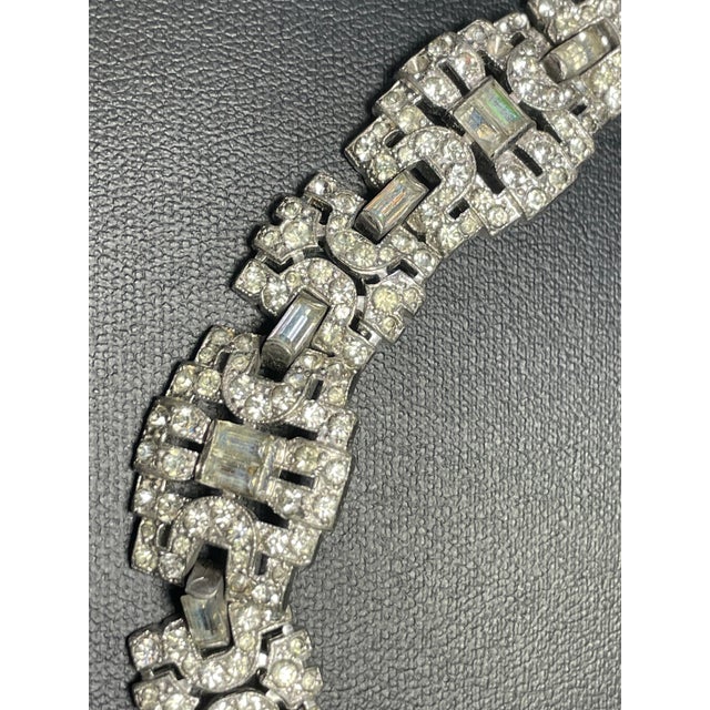 Trifari Antique Trifari Marked ‘Ktf’ Alfred Philippe Art Deco Rhinestone Rhodium Plated Bracelet. Perfect Condition. For Sale - Image 4 of 7