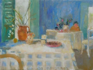 Reading Quietly. Contemporary Oil Painting by Alice Mumford