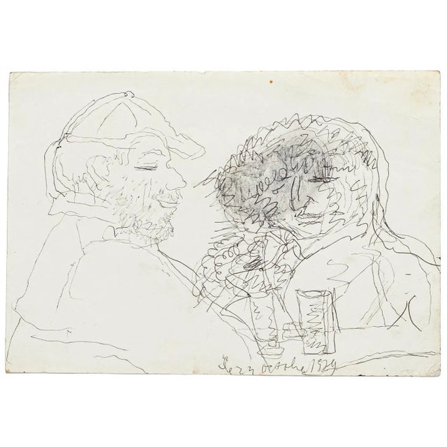 Figures is an original drawing in pen and pencil on paper realized by Jeanne Daour. The state of preservation is good and...