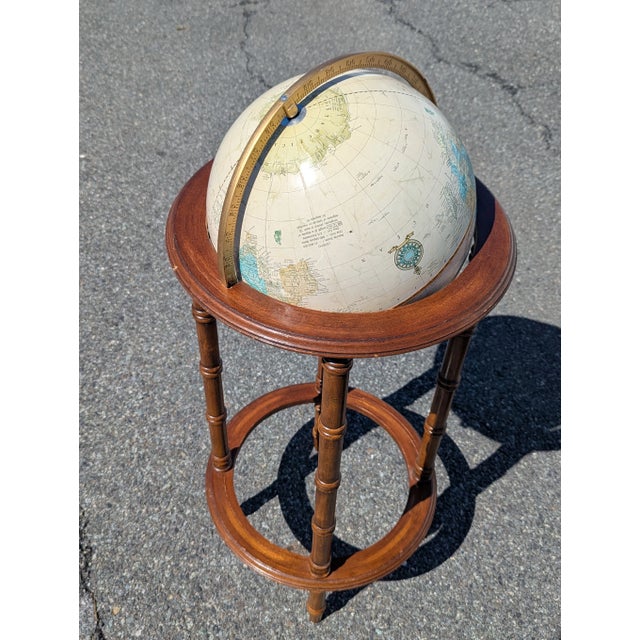 Mid-Century Modern Mid Century Terrestrial Wood Standing Floor Globe For Sale - Image 3 of 9