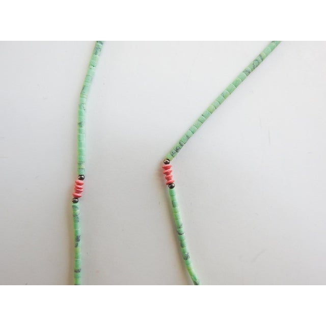 Metal Dainty Turquoise Bead and Heishi Necklace For Sale - Image 7 of 7