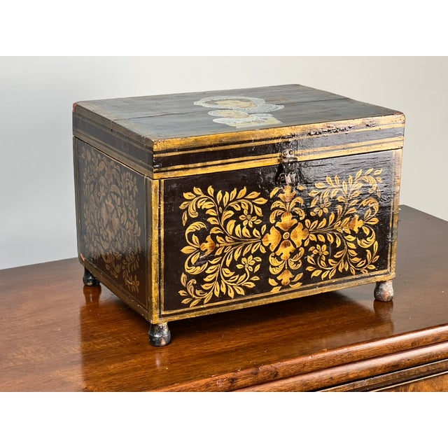 19th Century Antique New England Folk Art Painted Portrait Document Box, Mother & Child, C. 1840–1860 For Sale - Image 5 of 9