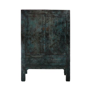 Vintage Chinese Crackle Blue Lacquer Elm Armorie For Sale