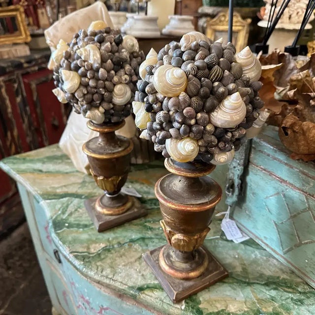 19th Century Lacquered Wood Sicilian Palm Holder With Shell Composition - a Pair For Sale - Image 10 of 11