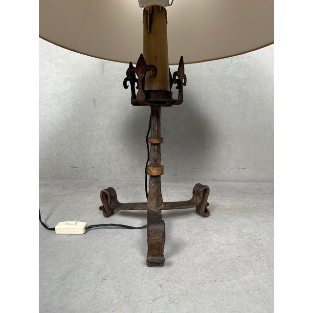 Vintage Spanish Brutalist Table Lamp in Wrought Iron, 1960s For Sale - Image 10 of 13