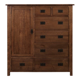 Mission Style Solid Oak Chest of Drawers - Walnut (Aw) For Sale