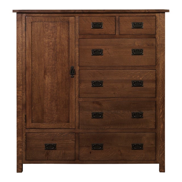 Mission Style Solid Oak Chest of Drawers - Walnut (Aw) For Sale