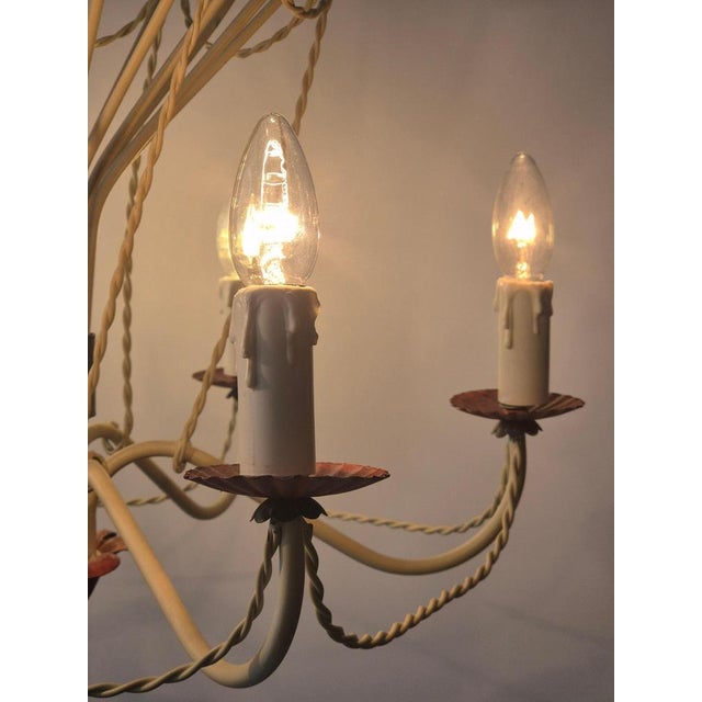 Metal Mid-Century French Gilt Iron and Painted Tôle Hot Air Balloon Chandelier For Sale - Image 7 of 15